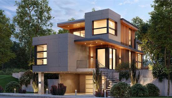 Ultra Modern Home with Drive Under Garage