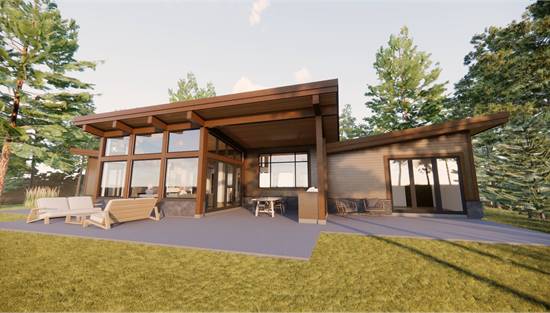 Modern Mid-Century House Plan with Vaulted Ceilings