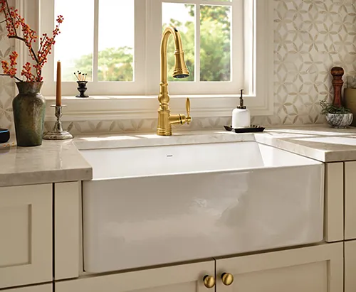 A Timeless Fireclay Sink with a Deep Bowl